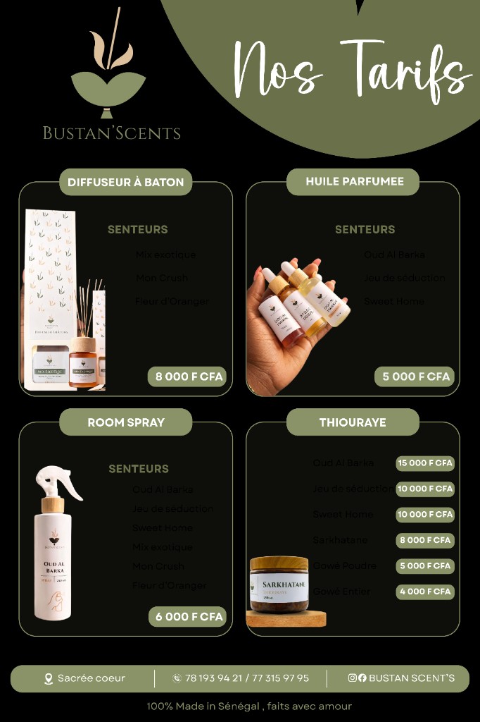 Flyer tarifs — Bustan’scents